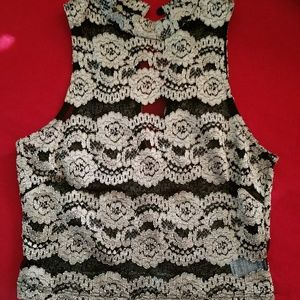 Black and Gold Sheer Crop Top